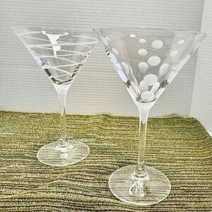 Mikasa Cheers Martini / Wine Glasses (x2) 10" lead-free crystal dishwasher safe